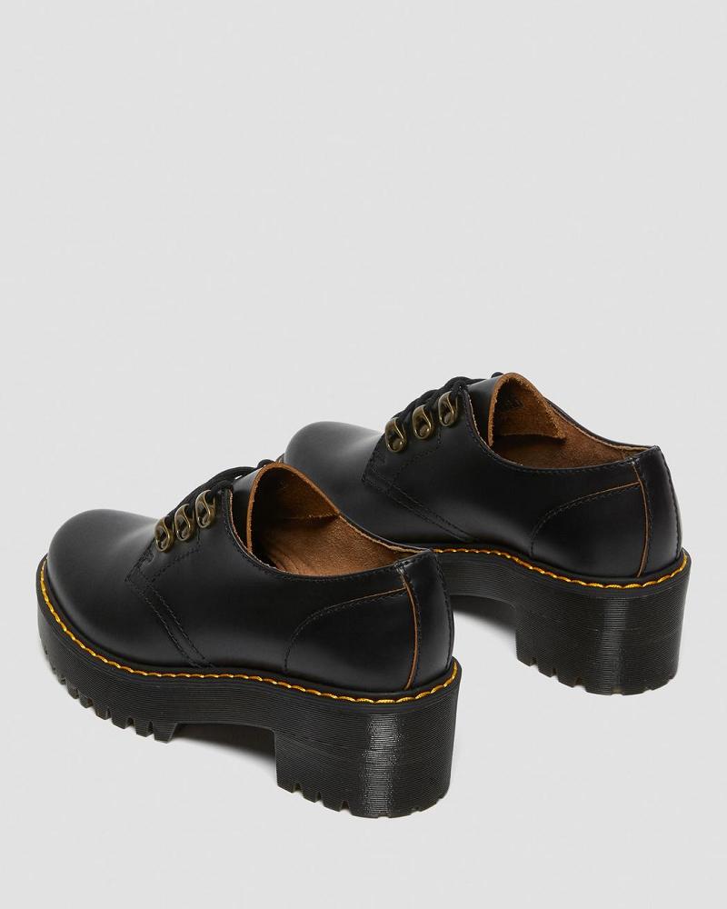 Zapatos Casuales Dr Martens Leona Lo Vintage Smooth Cuero Tacón Mujer Negros | MX 667CTV